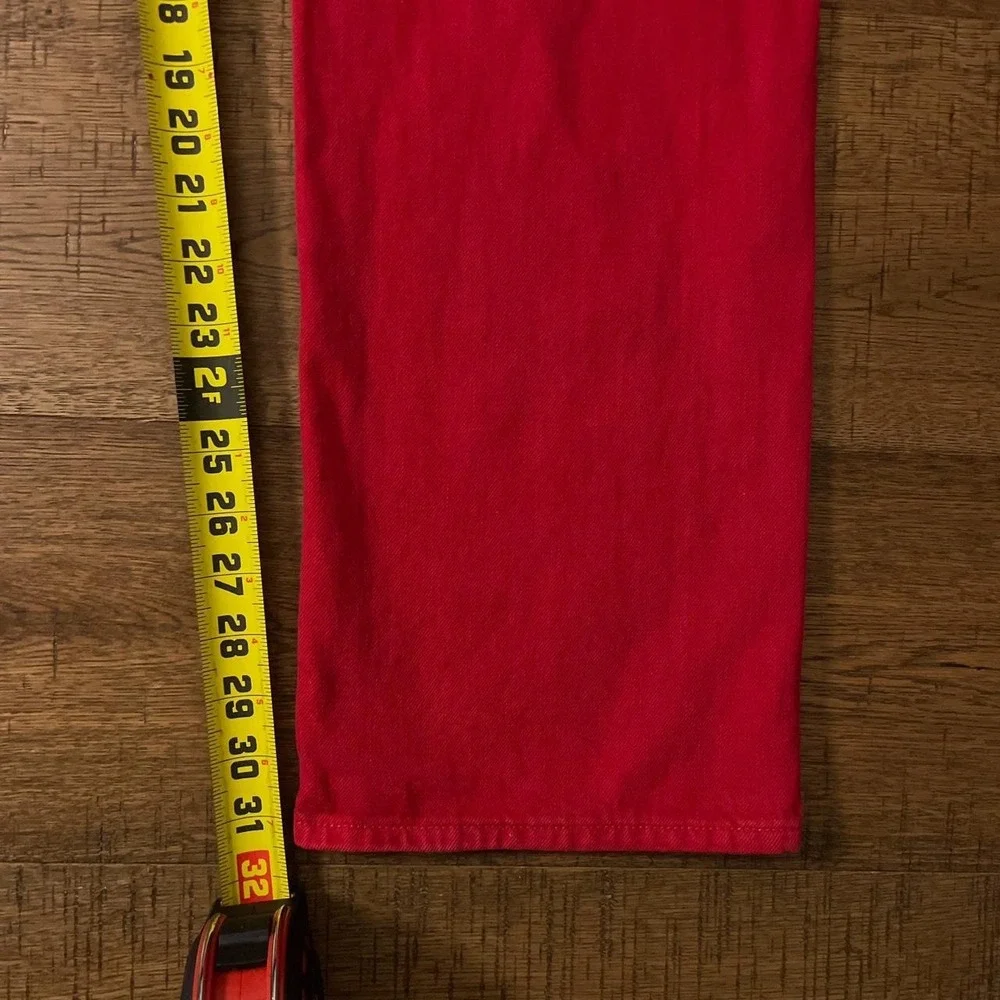 True Religion Ricky Relaxed Straight Mens 31 Red Streetwear Flap Pocket Jeans
